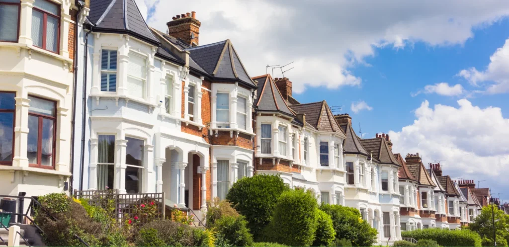 row of residential houses in UK