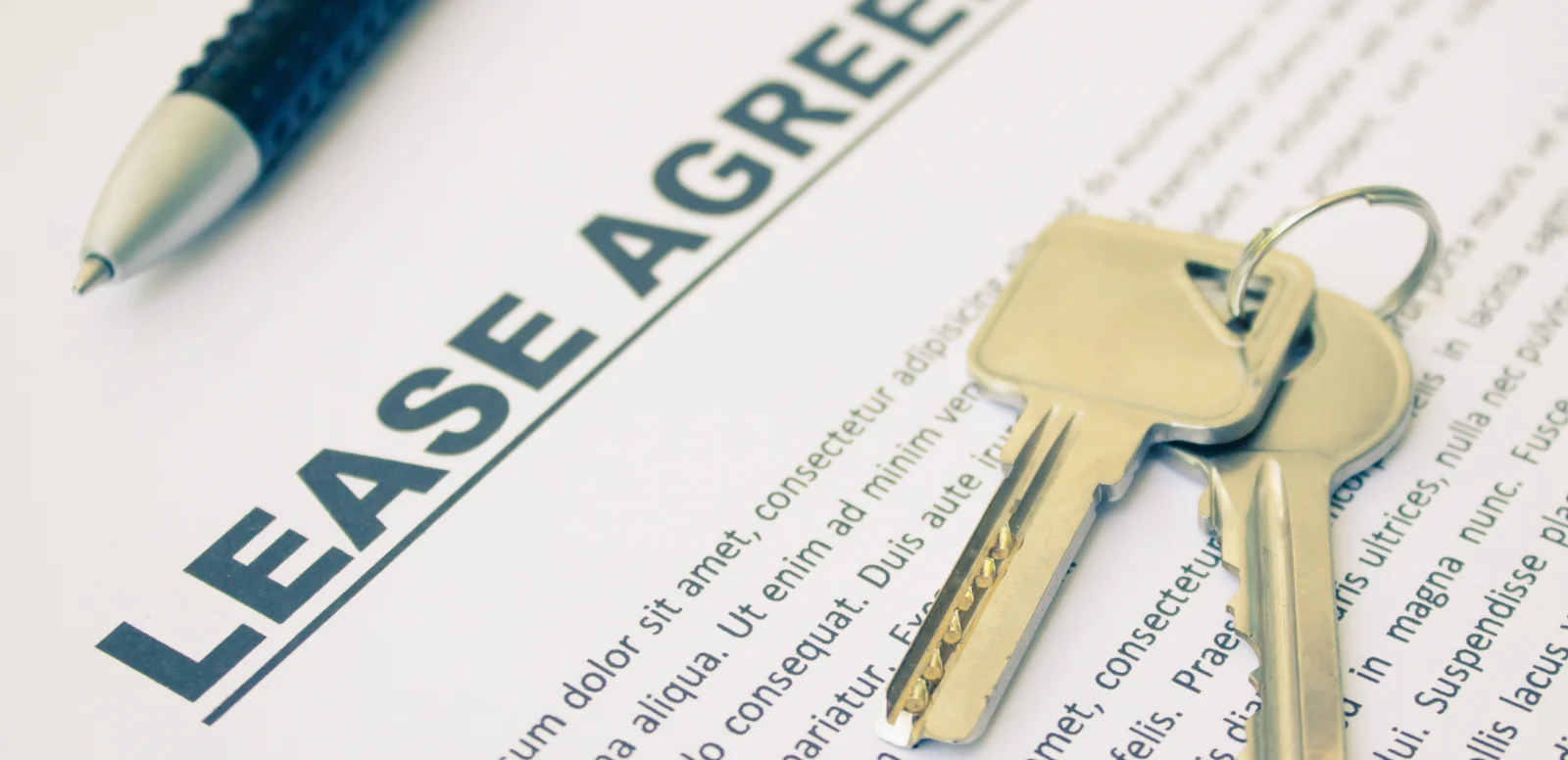 Lease agreement with keys on top
